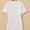 Women's White Drop Shoulder Crew Neck Shift T-Shirt Dress - Casual and Chic - Image 10