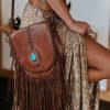 Women's Brown Western Floral Print Ruffled Hem High Waist Maxi Skirt - Image 9