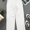 Women's White High Waist Straight Leg Cargo Pants with Pockets - Image 7
