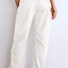Women's White High Waist Straight Leg Cargo Pants with Pockets - Image 2