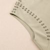 Women's Sage Green Studded Cap Sleeve Round Neck T-Shirt - Fashionable Casual Tee - Image 7