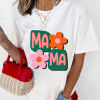 Women's White MAMA Flower Graphic Crewneck Tee - Perfect Gift for Moms - Image 5