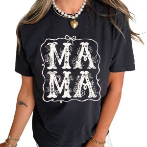 Women's Black MAMA Artistic Graphic Tee - Casual Short Sleeve T-Shirt