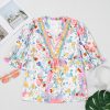 Women's Vibrant Pink Boho Flower Print Half Puff Sleeve Blouse - Image 11