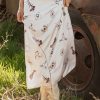 Women's Beige Western Print Satin Long Skirt - High Waist, Maxi Length - Image 4