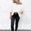 Women's Beige Textured Knit Short Sleeve Sweater - Versatile One Shoulder Style - Image 10