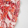 Women's Red Vintage Floral Ruffle Sleeve V Neck Blouse - Lightweight Chiffon Summer Top - Image 13