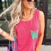 Women's Sachet Pink Butterfly Graphic Casual Tank Top - Stylish Sleeveless Summer Tee - Image 5