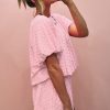 Women's Coral Paradise Daisy Jacquard Textured Casual Short Set - Image 2