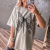 Women's Casual Oversized Big Bow Printed Drop Shoulder Tunic Tee in Laurel Green - Image 2