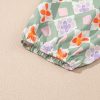 Women's Green Geometric Floral Print 3/4 Sleeve Notched Neck Mini Dress - Image 8