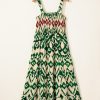 Women's Green Western Aztec Shirred Sleeveless Maxi Dress - Trendy Boho Style - Image 13