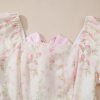 Women's Pink Floral Puff Sleeve Mini Dress with Square Neck and Open Back - Image 13