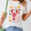 Women's White Crawfish Food Ingredient Graphic Crewneck Tee - Fun Seafood Festival Shirt - Image 7