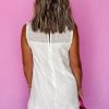 Women's White Floral Eyelet Embroidered Sleeveless Shift Dress for Summer - Image 2