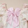 Women's Pink Floral Puff Sleeve Mini Dress with Square Neck and Open Back - Image 12