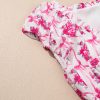 Women's Multicolour Floral Print V Neck Mini Dress with Bow Knot Detail - Image 6