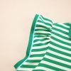 Women's Green Stripe Print Contrast Collar Split Neck Flutter Sleeve Short Dress - Image 10