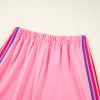 Women's Bonbon Color Contrast Crewneck T-Shirt and Wide Leg High Waist Pants Set - Image 11
