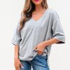 Women's High Raglan Half Sleeve V Neck Oversized T-Shirt - Casual and Chic - Image 7