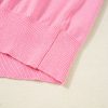 Women's Bonbon Colorblock Short Sleeve Sweater with Bow Applique and V-Shape Cut Back - Image 13