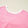 Women's Bonbon Colorblock Short Sleeve Sweater with Bow Applique and V-Shape Cut Back - Image 11