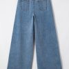 Women's Dusk Blue Medium Wash Super Wide Leg Denim Pants - High Waist Casual Jeans - Image 6