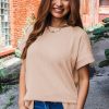 Women's Jet Stream Textured Knit Round Neck Short Sleeve Top - Casual Summer Essential - Image 3