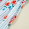 Women's Sky Blue Stripe Floral Ruffle Mini Dress with Belt - Image 20