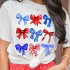 Women's White USA Inspire Bow Print Crewneck Tee - Perfect for Independence Day - Image 2