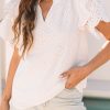 Women's White Broderie Anglaise Ruffle Short Sleeve Blouse - Perfect for Summer - Image 8