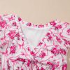 Women's Multicolour Floral Print V Neck Mini Dress with Bow Knot Detail - Image 10