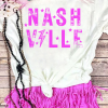 Unisex White NASHVILLE Star Graphic Crewneck T-Shirt - Perfect for Music Lovers - Image 2