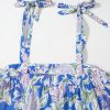 Women's Sky Blue Floral Print Maxi Dress with Self-Tie Straps and Ruffle Details - Image 19