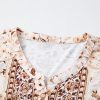 Women's Khaki Boho Floral Print Loose Blouse with Half Placket and Short Sleeves - Image 11