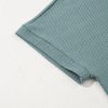 Women's Moonlight Jade Oversized Ribbed Knit V Neck Dolman Short Sleeve Top - Image 10