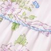 Women's Pink Floral Striped Print Mini Dress with Contrast Trim and Tie Split Neck - Image 12
