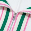 Elegant Women's White Contrast Striped Collar Textured Half Sleeve Blouse - Image 11