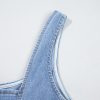 Women's Beau Blue Sleeveless Denim Mini Dress with Zipper Front and Square Neck - Image 13
