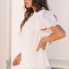 Women's White Broderie Anglaise Ruffle Short Sleeve Blouse - Perfect for Summer - Image 3