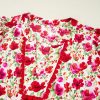 Elegant Red Floral Puff Sleeve Mini Dress with Pocket and Ric Rac Detail - Image 14