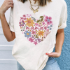 Women's White MAMA Flower Heart Graphic Tee – Soft Cotton Blend Casual T-Shirt - Image 3