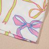 Women's White Bow Print Pull-On Casual Shorts with Elastic Waist - Image 9