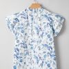Women's Sky Blue Floral Print Ruffled Short Sleeve Blouse – Stylish Summer Top - Image 6