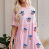 Women's Light Pink American Flag Inspired Sequin Disco Ball Patched Mini Dress - Image 4