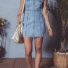Women's Beau Blue Sleeveless Denim Mini Dress with Zipper Front and Square Neck - Image 8