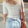 Women's White Textured Half Sleeve Shirt with Snap Button and Drawstring Tie Neck - Image 2