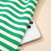 Women's Green Stripe Print Contrast Collar Split Neck Flutter Sleeve Short Dress - Image 9