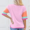 Women's Pink Solid Color Half Sleeve Button Henley Top - Casual & Stylish - Image 2