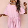 Light Pink Sequined Note Pattern Babydoll T-Shirt Dress for Music Festivals - Image 5